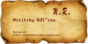Mititzky Rózsa névjegykártya